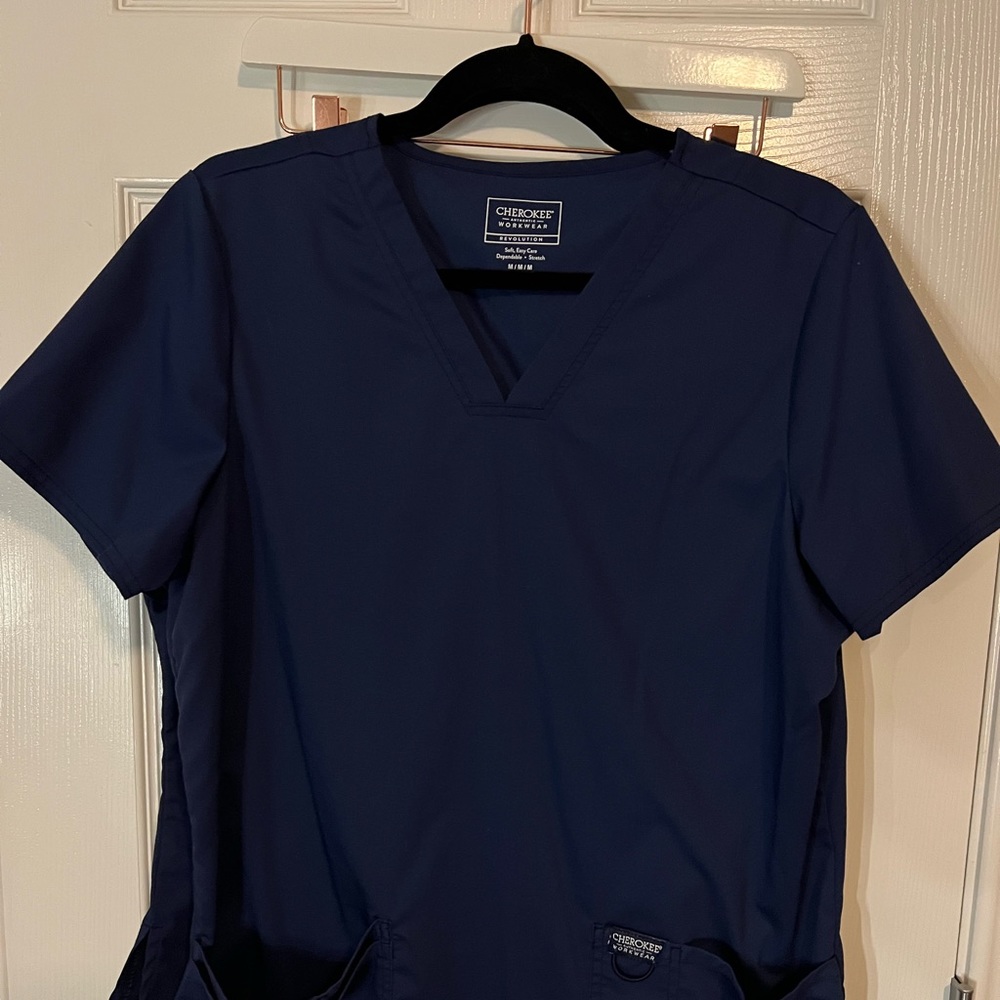 (2) Cherokee Navy Womens Scrubs Tops